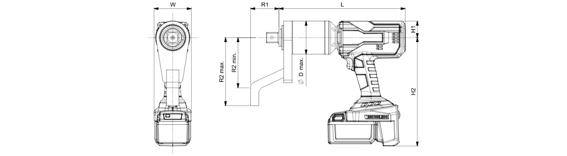 EBT akkuväännin mittakuva